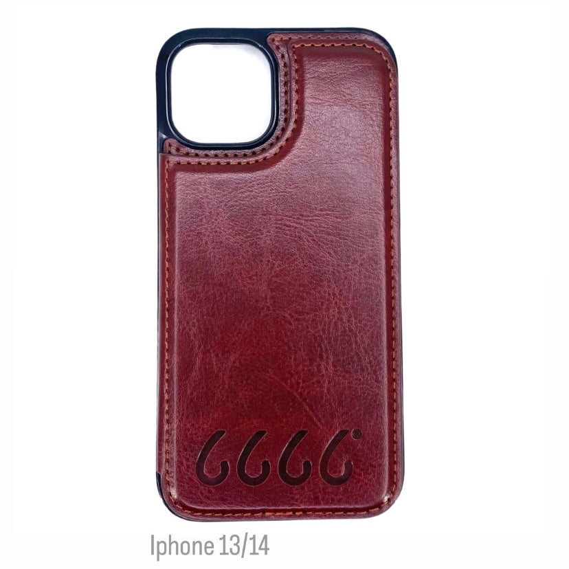 Four Sixes Leather Bookstyle Wallet iPhone Case-Multiple Model Options