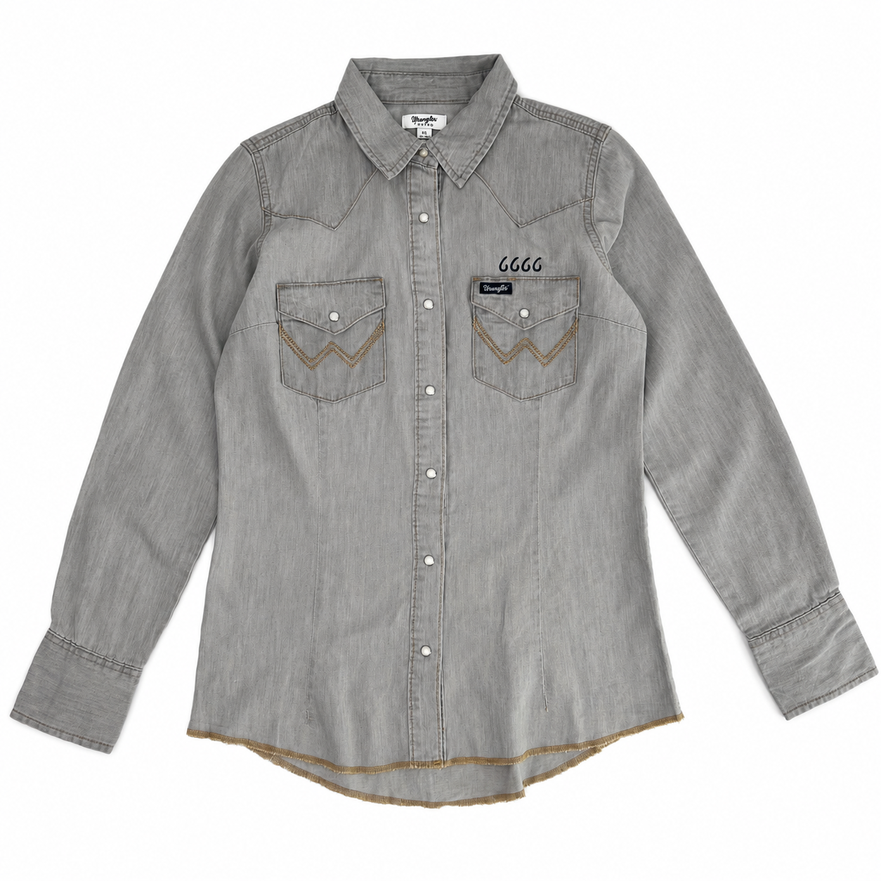 Wrangler Women's Western Snap Work Shirt- Grey Denim