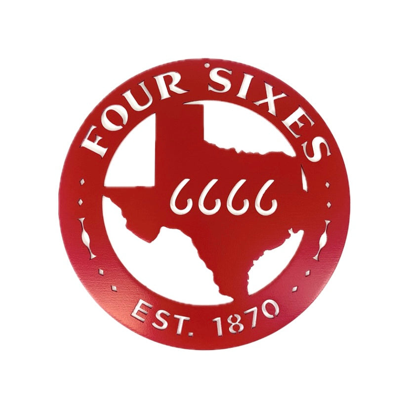 Four Sixes JDH 10" Round Wall Badge- Red