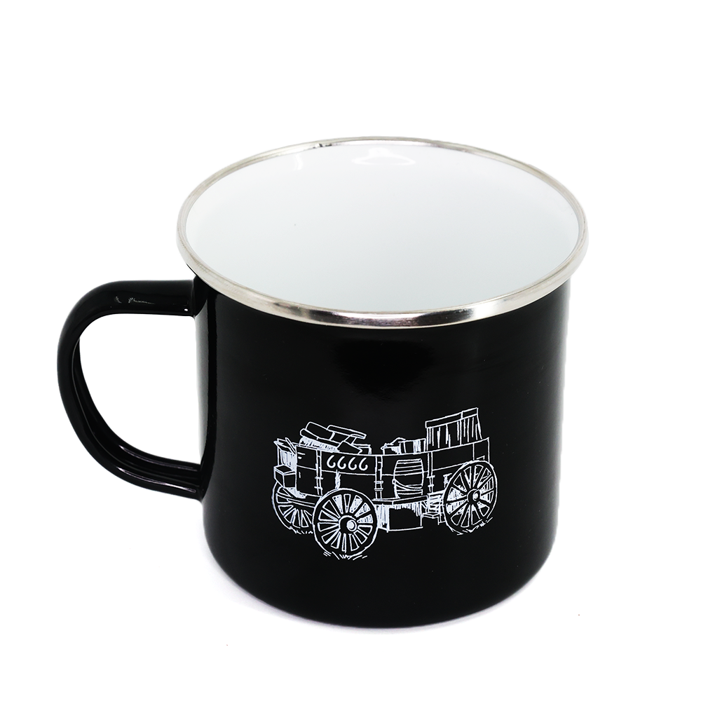 Four Sixes Enamel Mug-Black