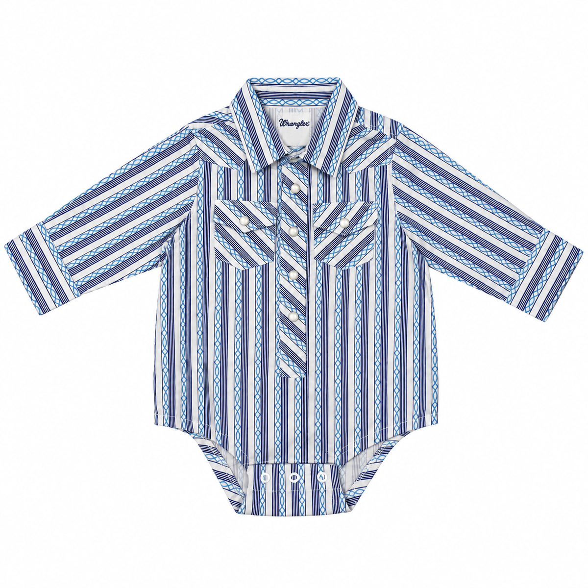 Wrangler Baby Boy Blue/White Bodysuit - Long Sleeve