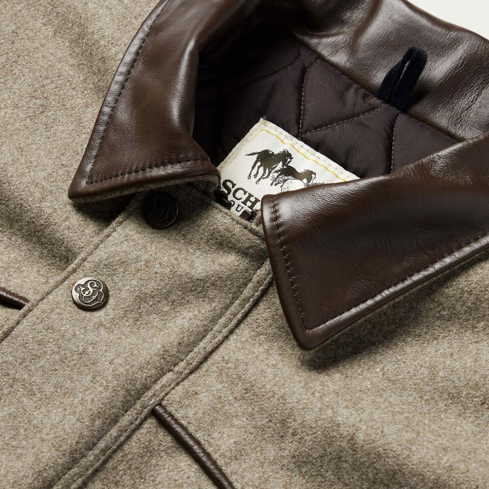 Schaefer Cattle King Wool Coat Taupe Leather Collar