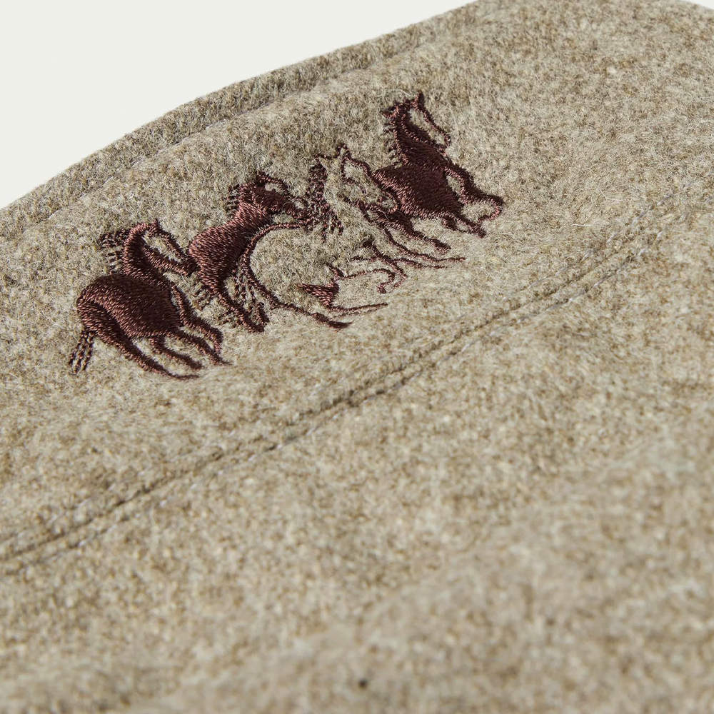 Schaefer Cattle King Wool Coat Taupe Embroidery