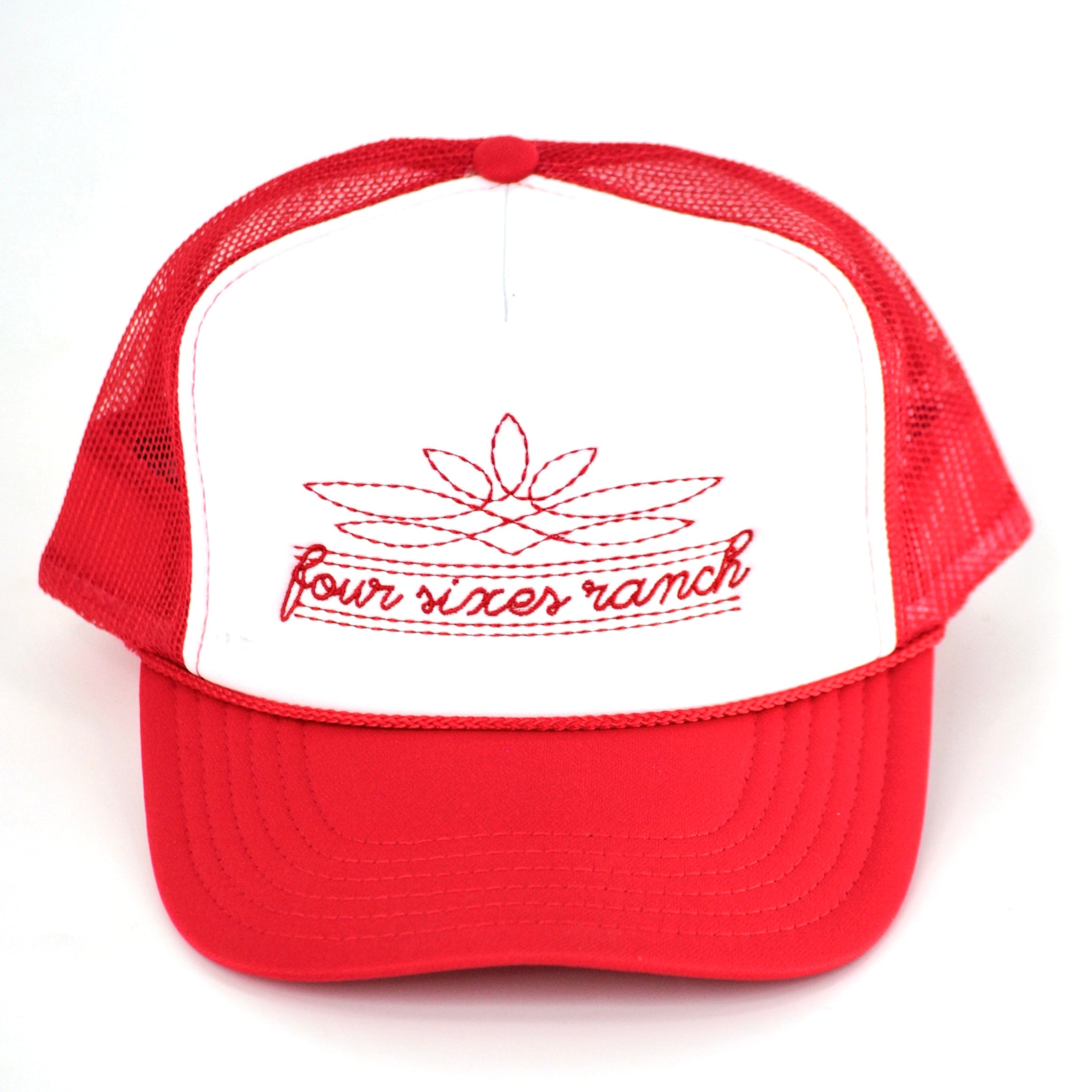 Four Sixes Boot Stitch Trucker -Red / White