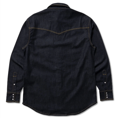 Schaefer Classic Western Denim Snap Shirt Back-Dark Indigo