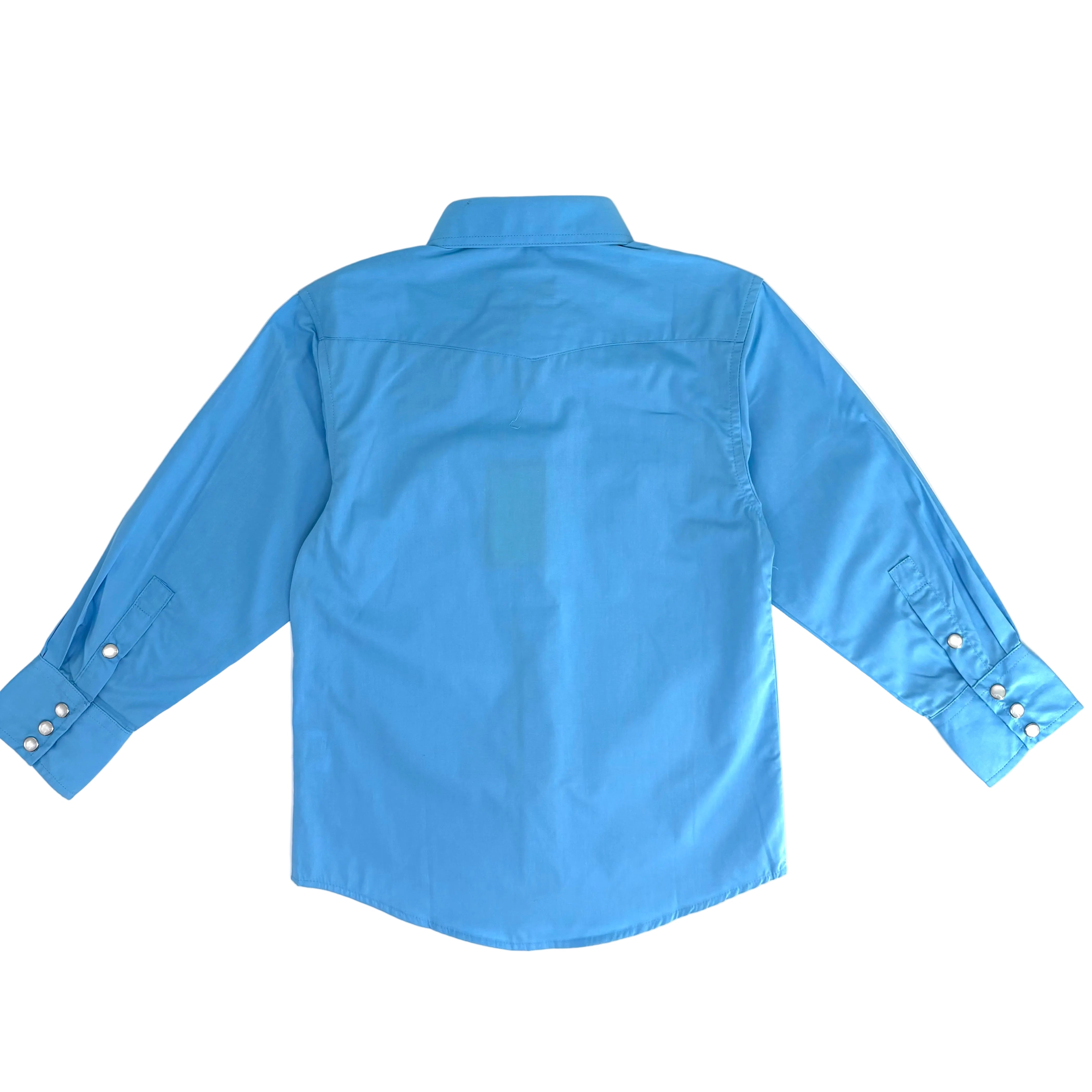 Children's Short Sleeve Pearl Snap - Light Blue