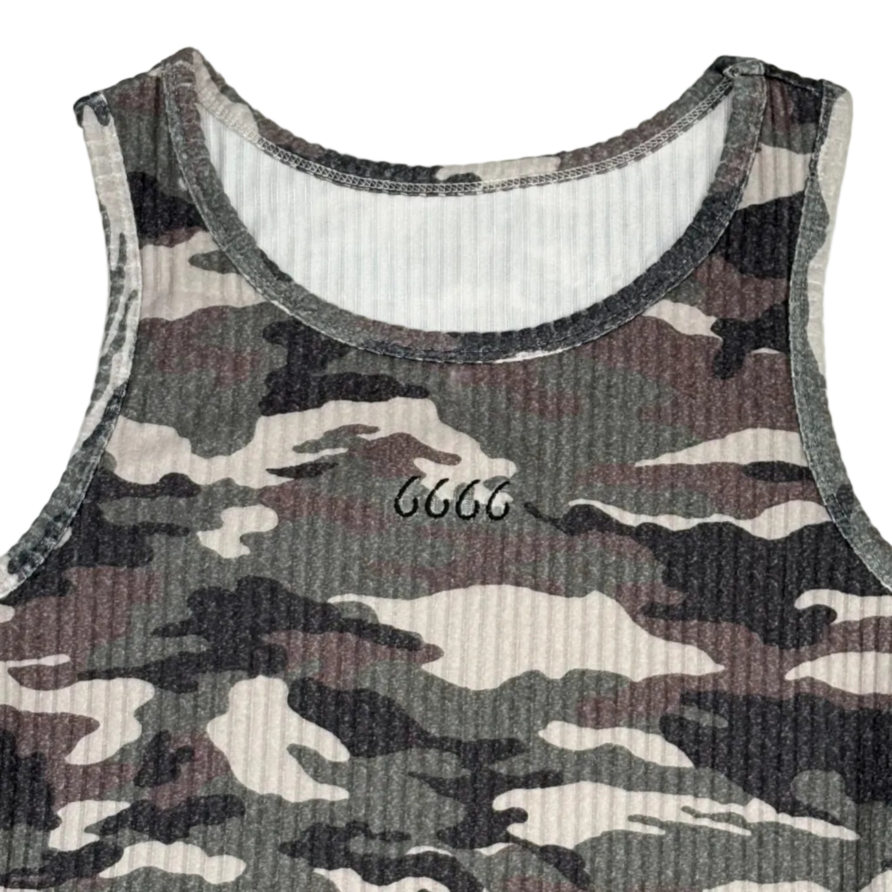 Ribbed Knit Camo Tank Top