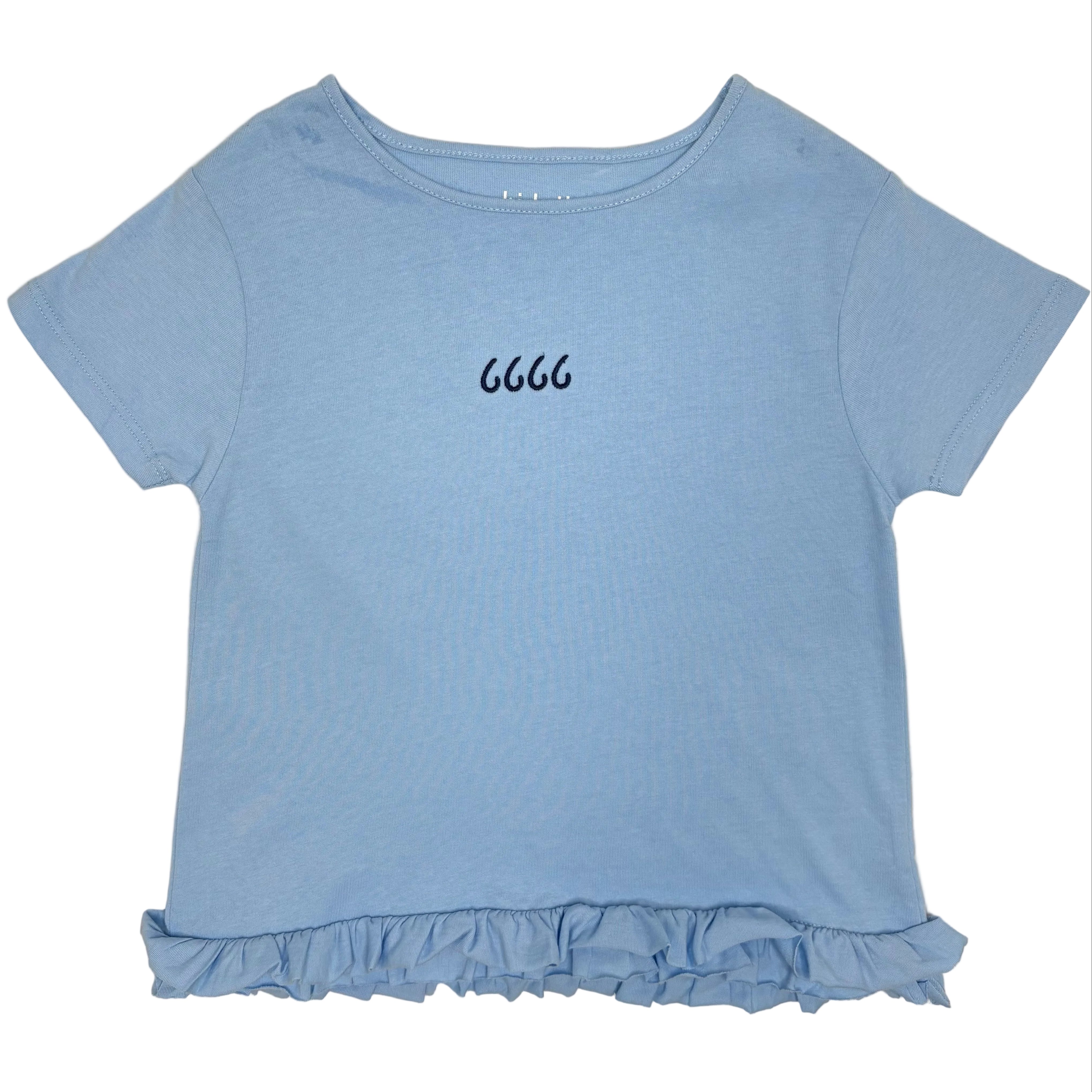 Girls Ruffle Edge Tee - Blue Bell