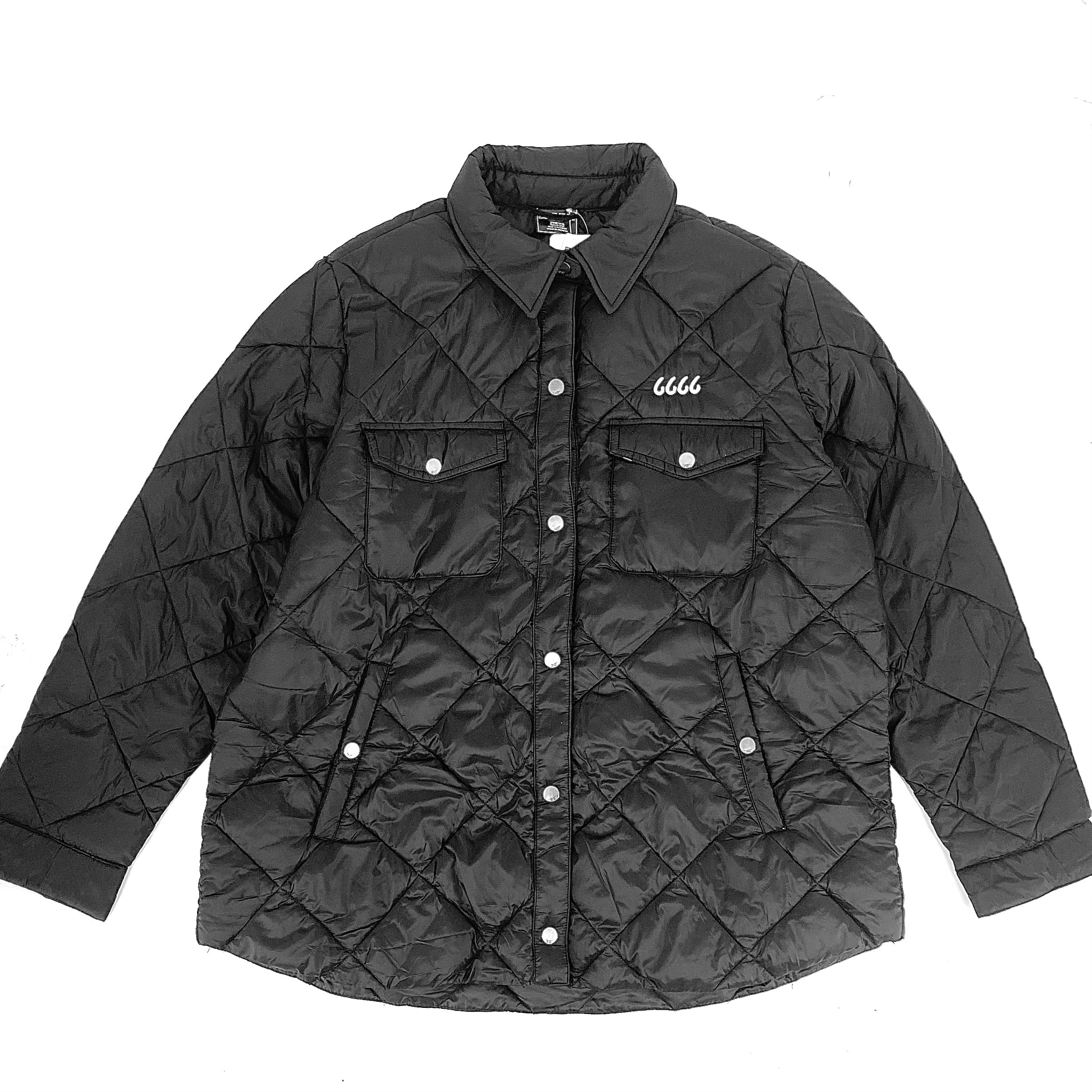 Four Sixes Ladies Lightweight Quilted Shirt Jacket-Black