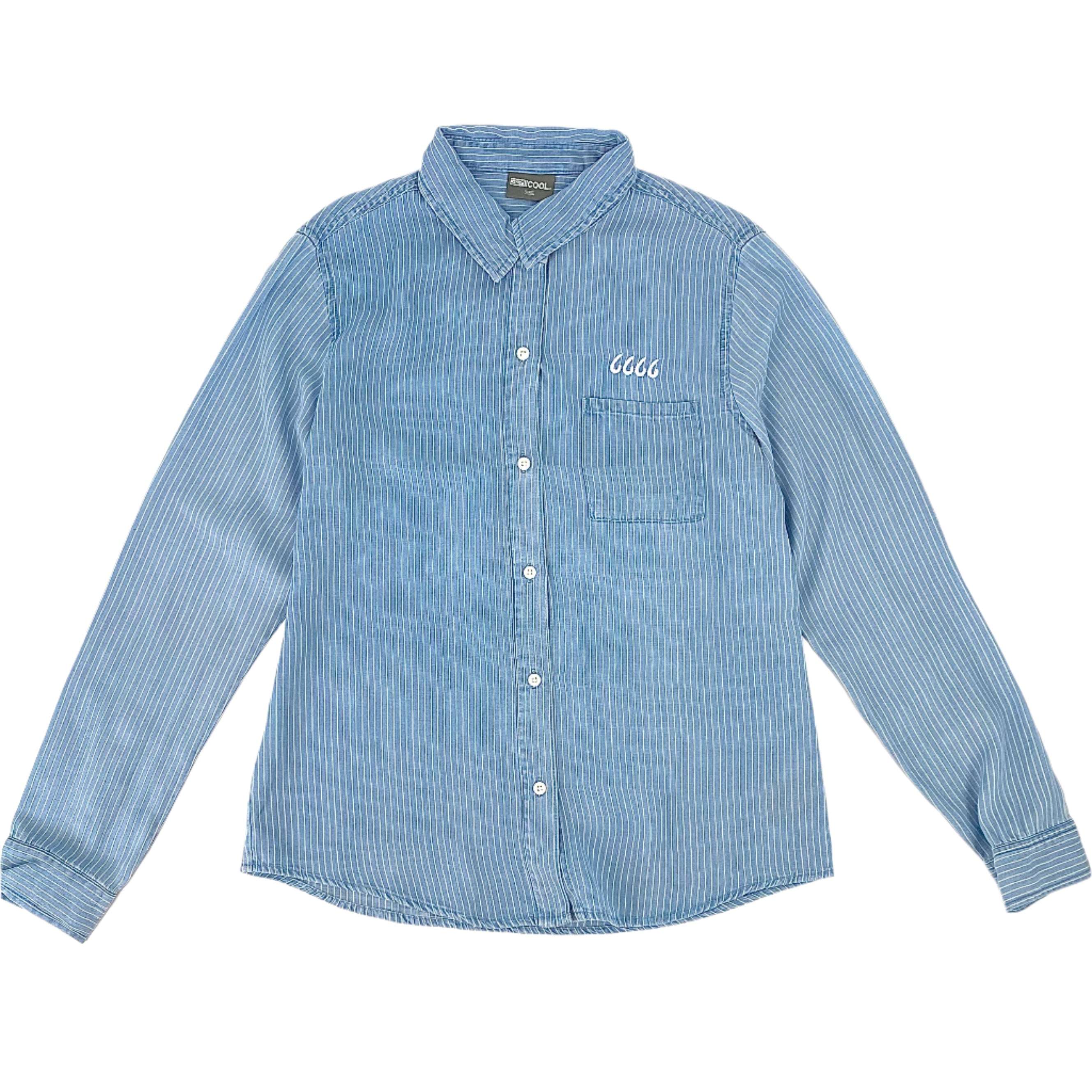 Four Sixes Women's Chambray Long Sleeve-Light Denim Stripe