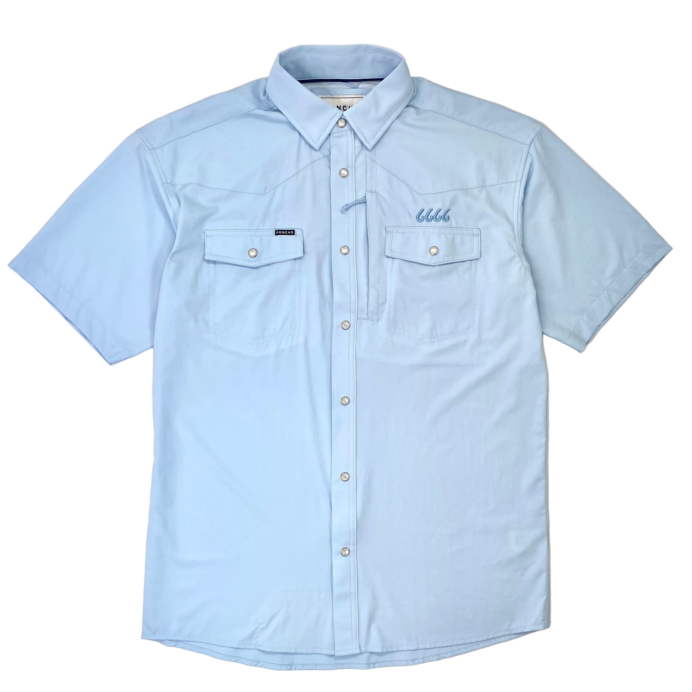 Poncho Men's The Pedernales Western Short Sleeve Slim, Blue / XL
