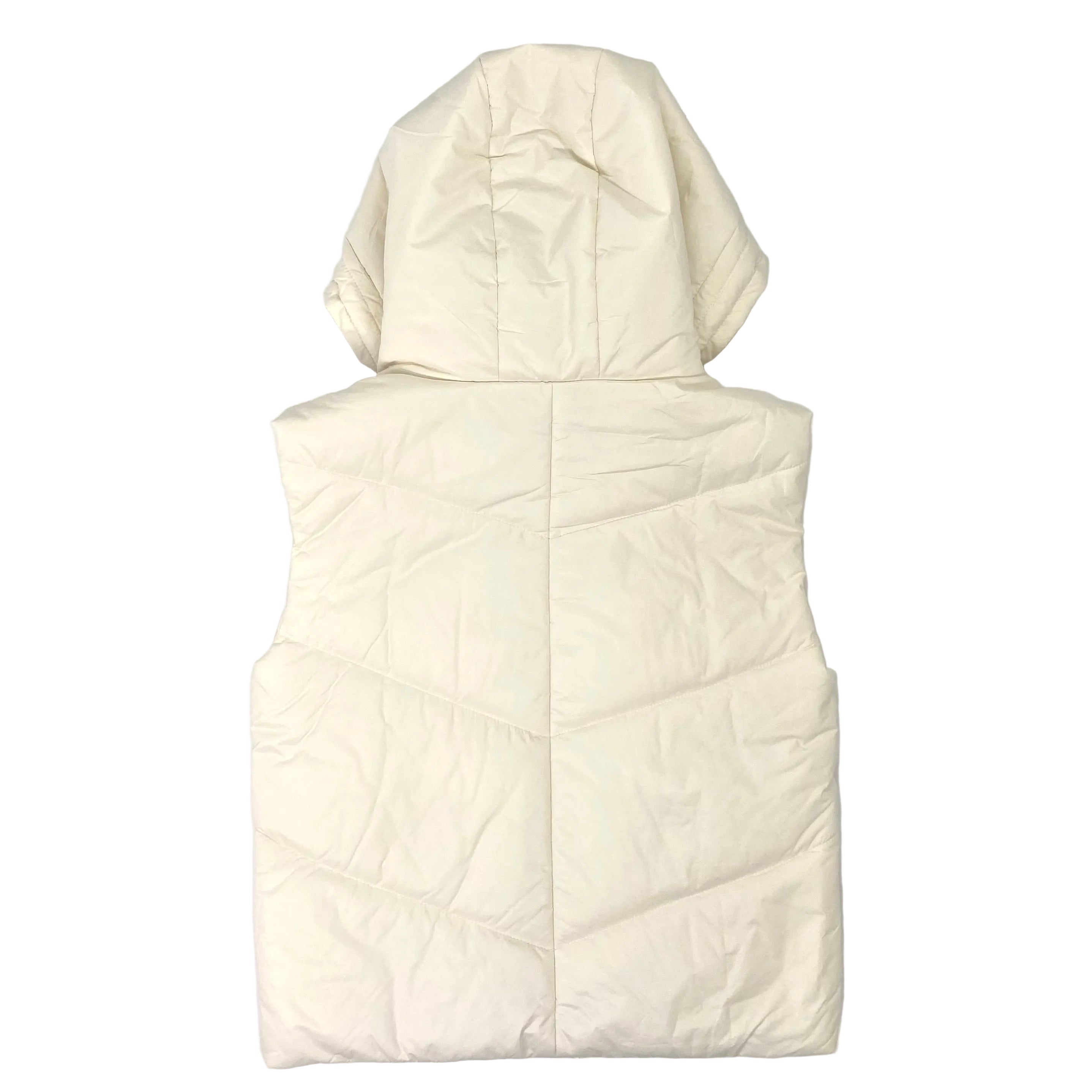 Hooded Puffer Double Slip Pocket Waistcoat - White