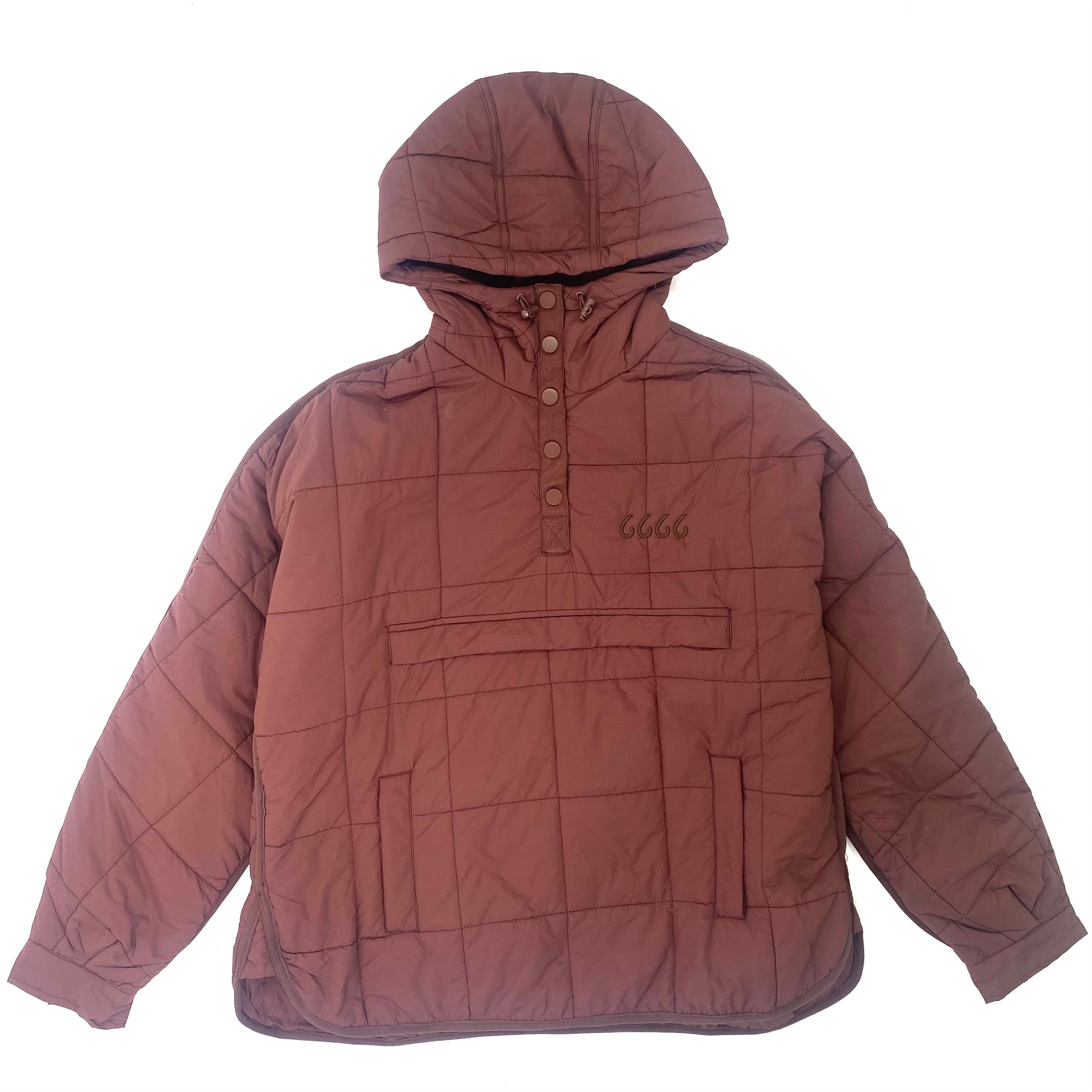 Quilted Puffer Hooded Pullover Jacket - Mocha