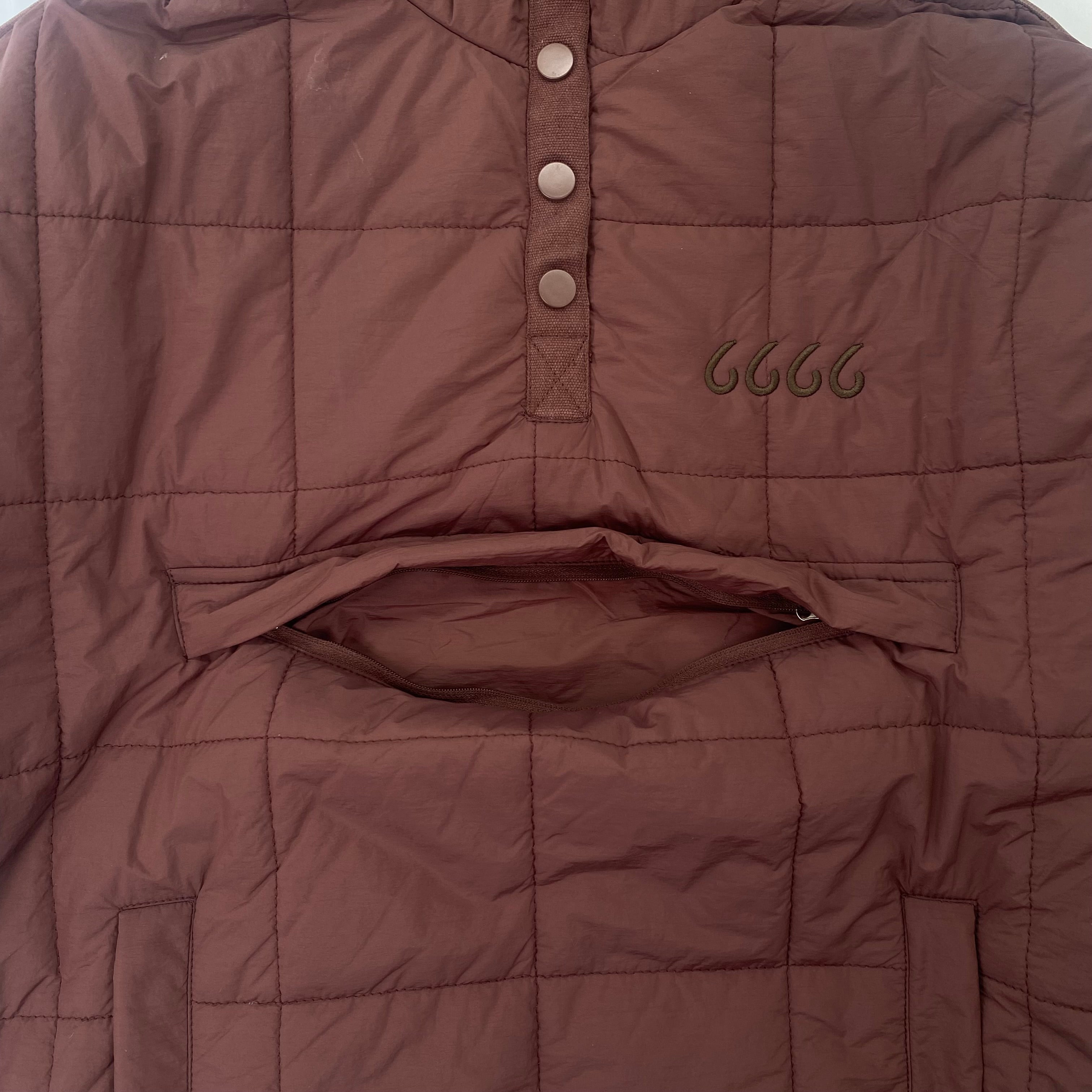 Quilted Puffer Hooded Pullover Jacket - Mocha