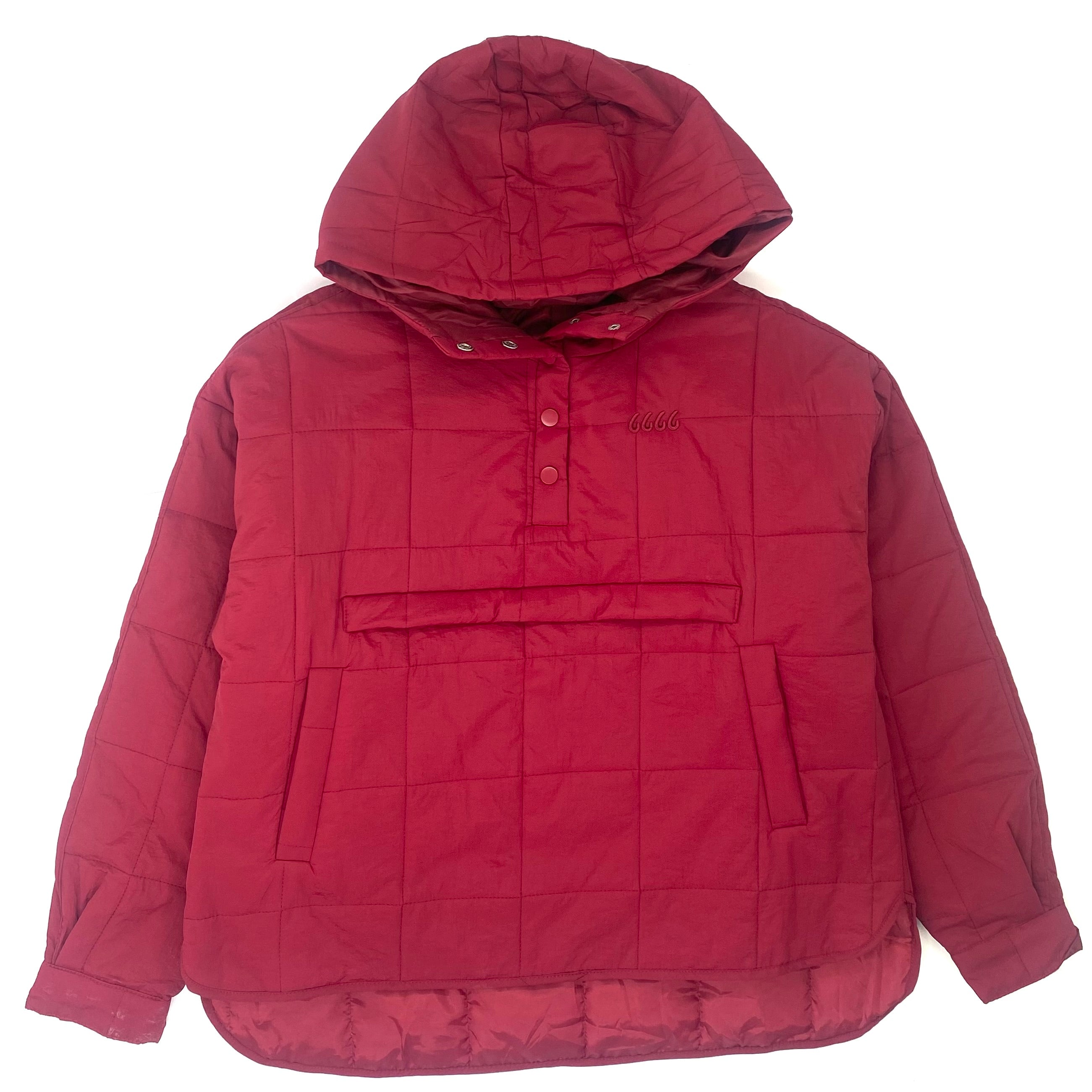 Oversized Quilted Pullover - Dark Red