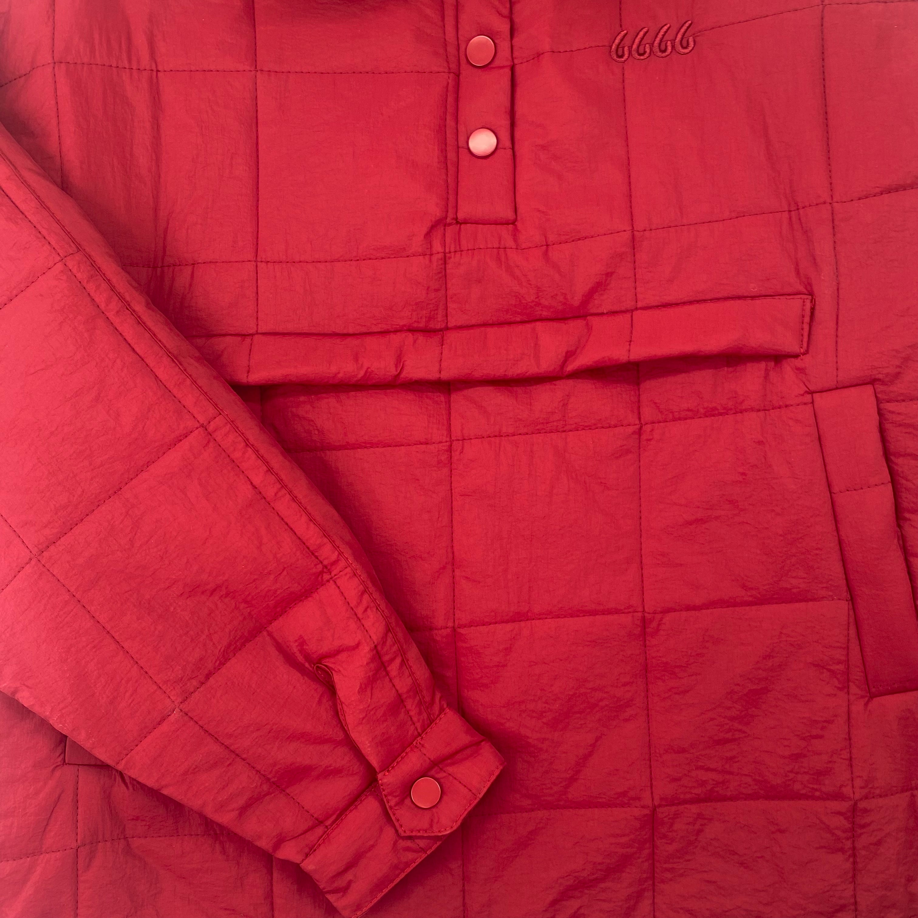 Oversized Quilted Pullover - Dark Red