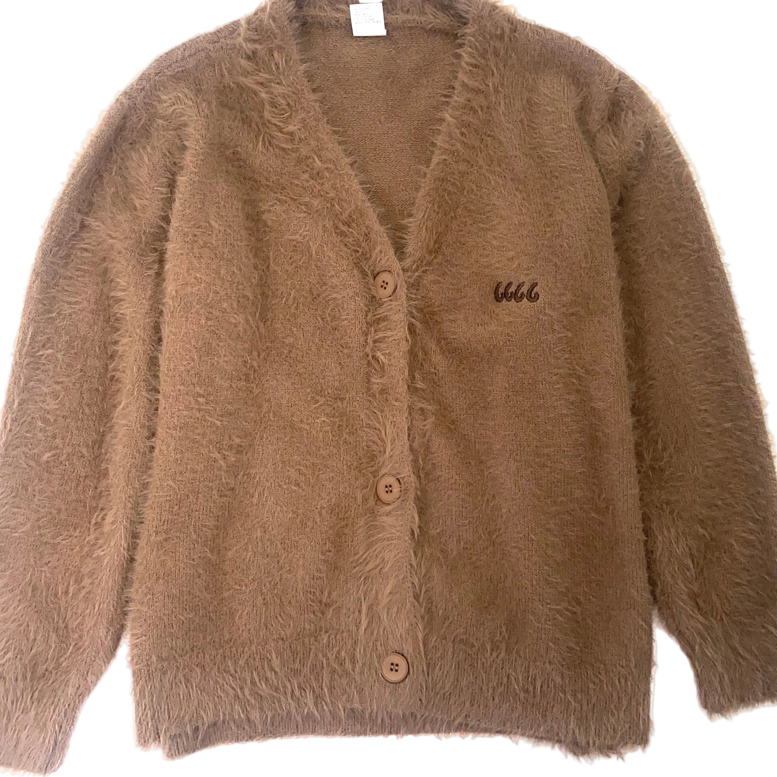 Faux Mink Knit Cardigan - Khaki