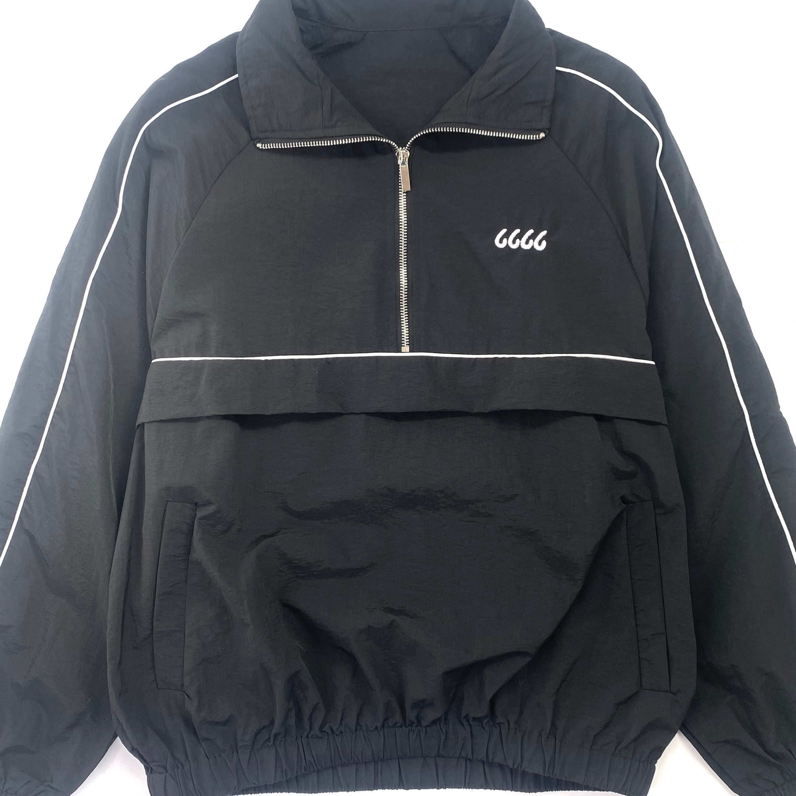 Half-Zip Oversized Jacket - Black