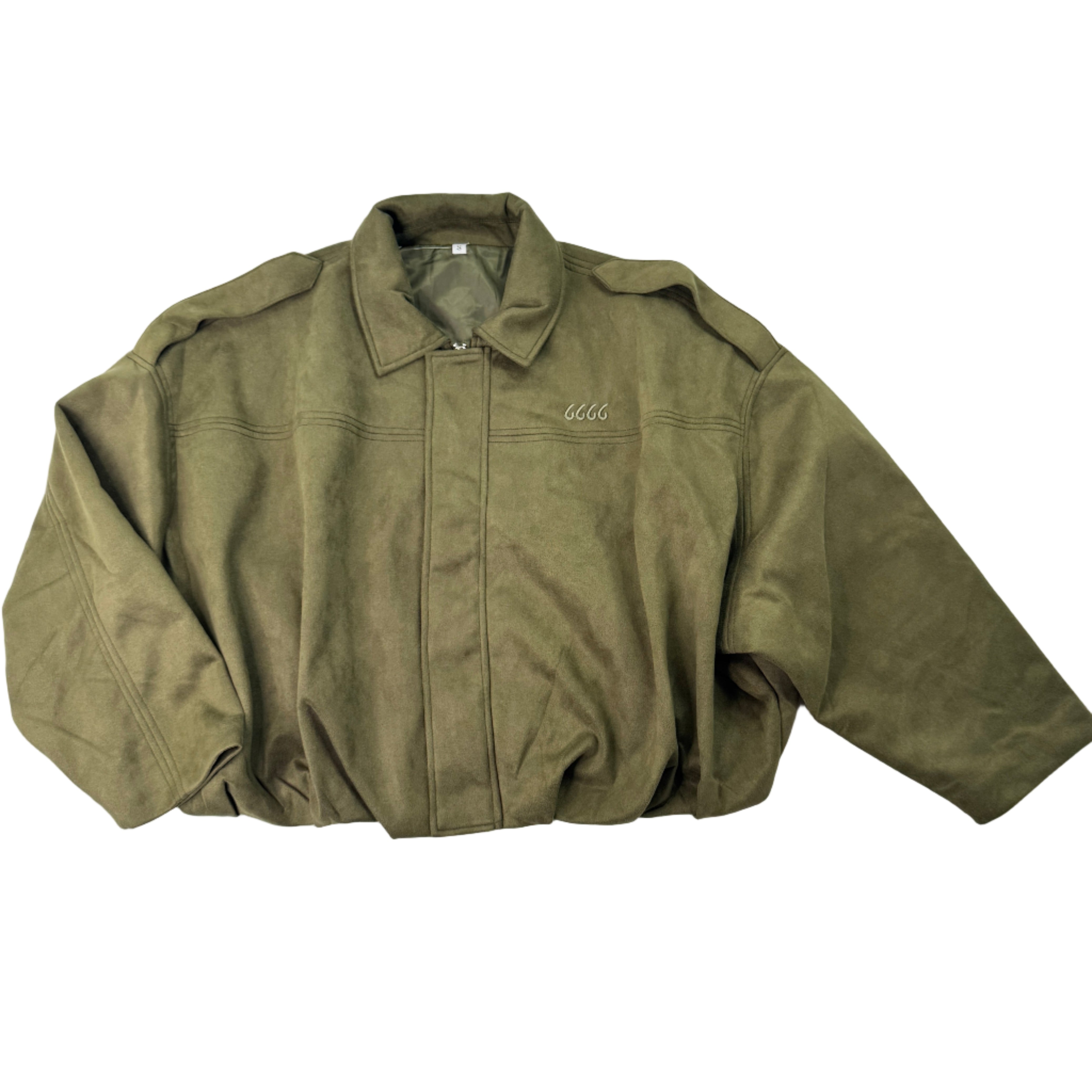 Ladies Faux Suede Bomber Jacket - Army Green