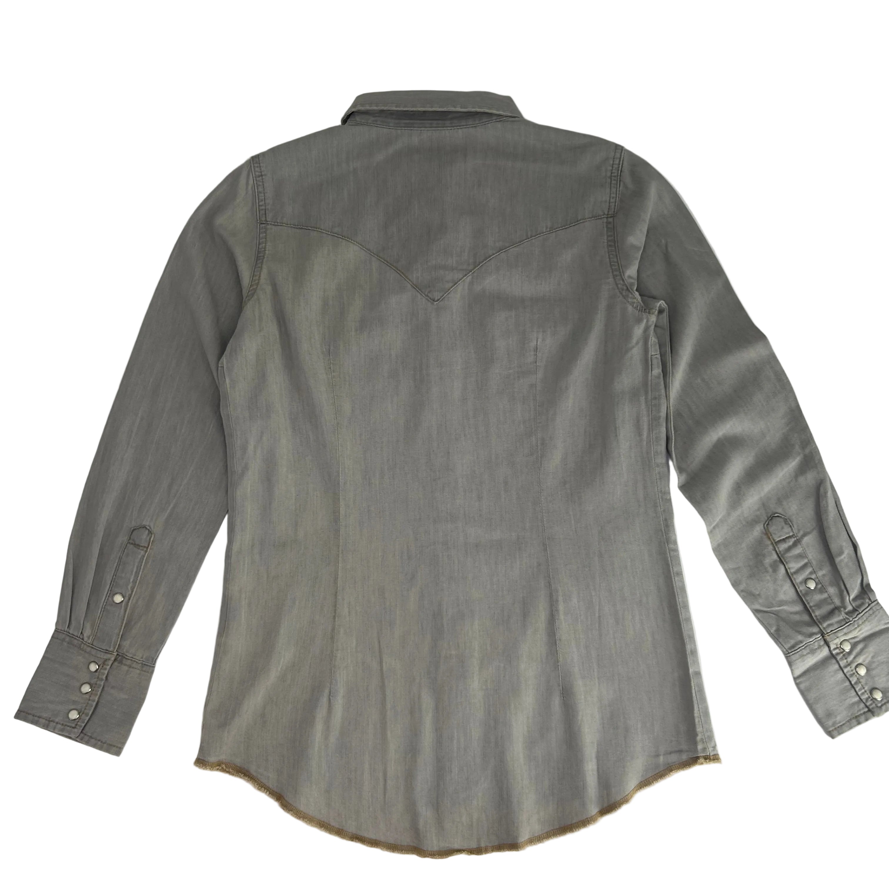 Wrangler Women's Western Snap Work Shirt- Grey Denim