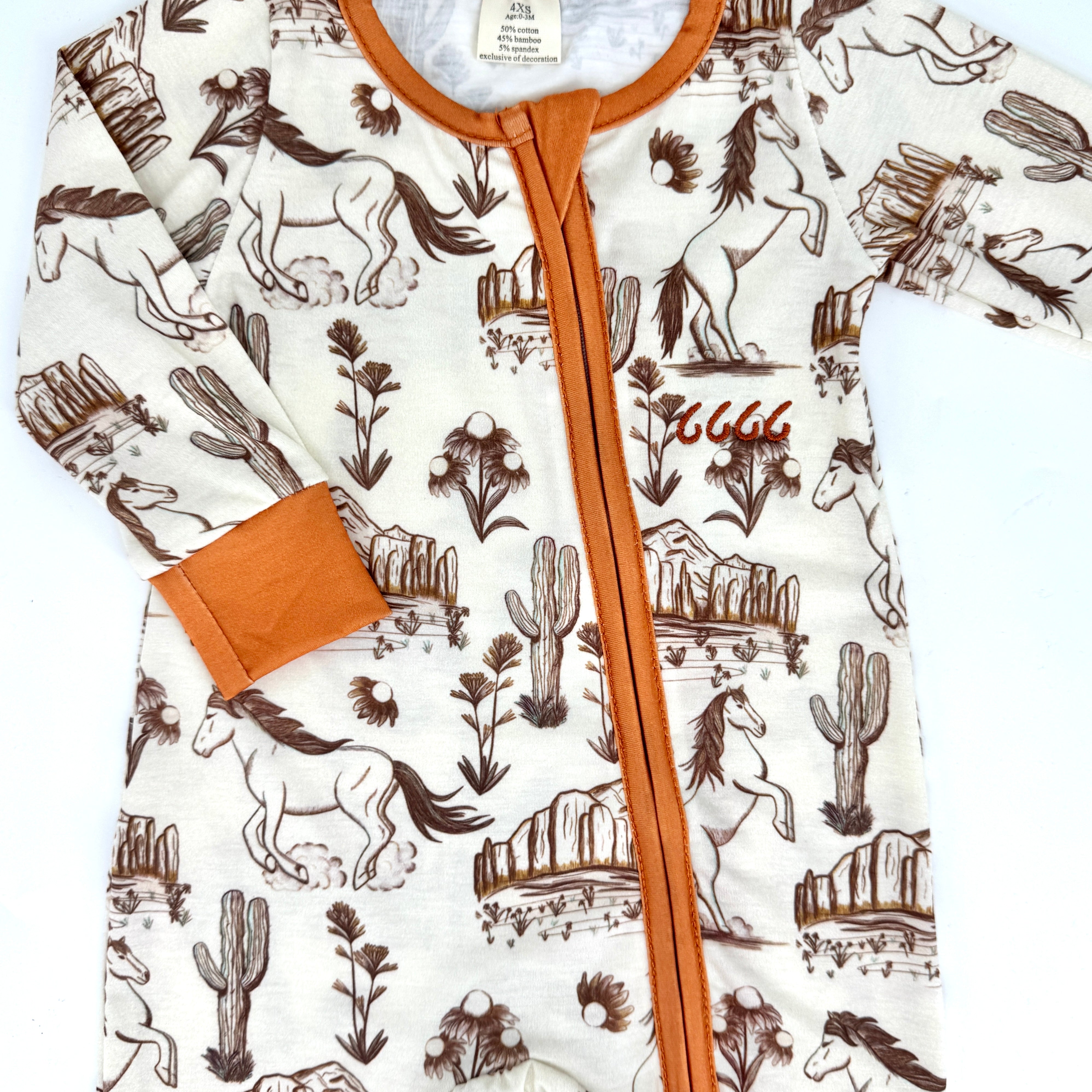 6666 Baby Western Zip Onesie Pajamas