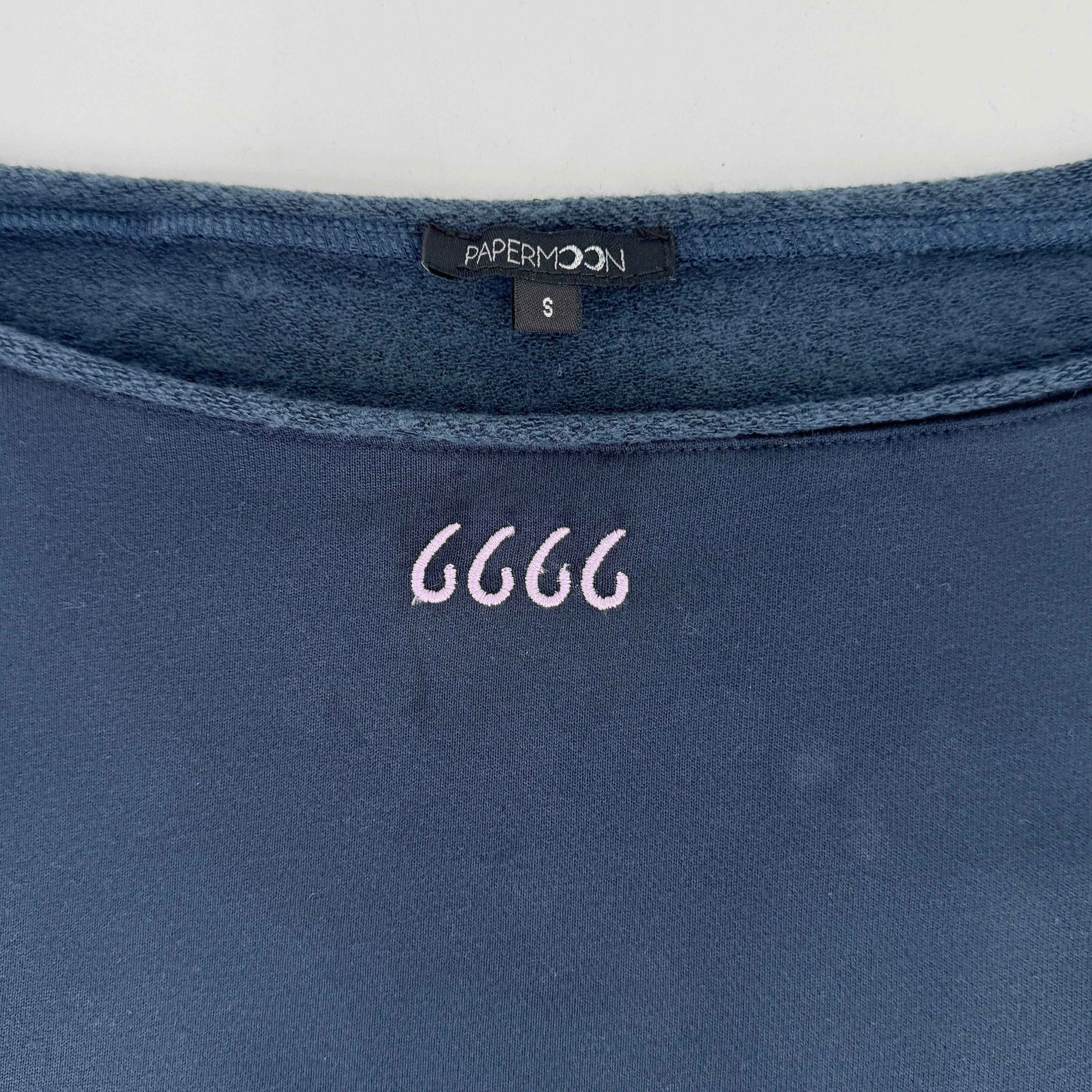 Off Shoulder Cropped Sweatshirt - Navy