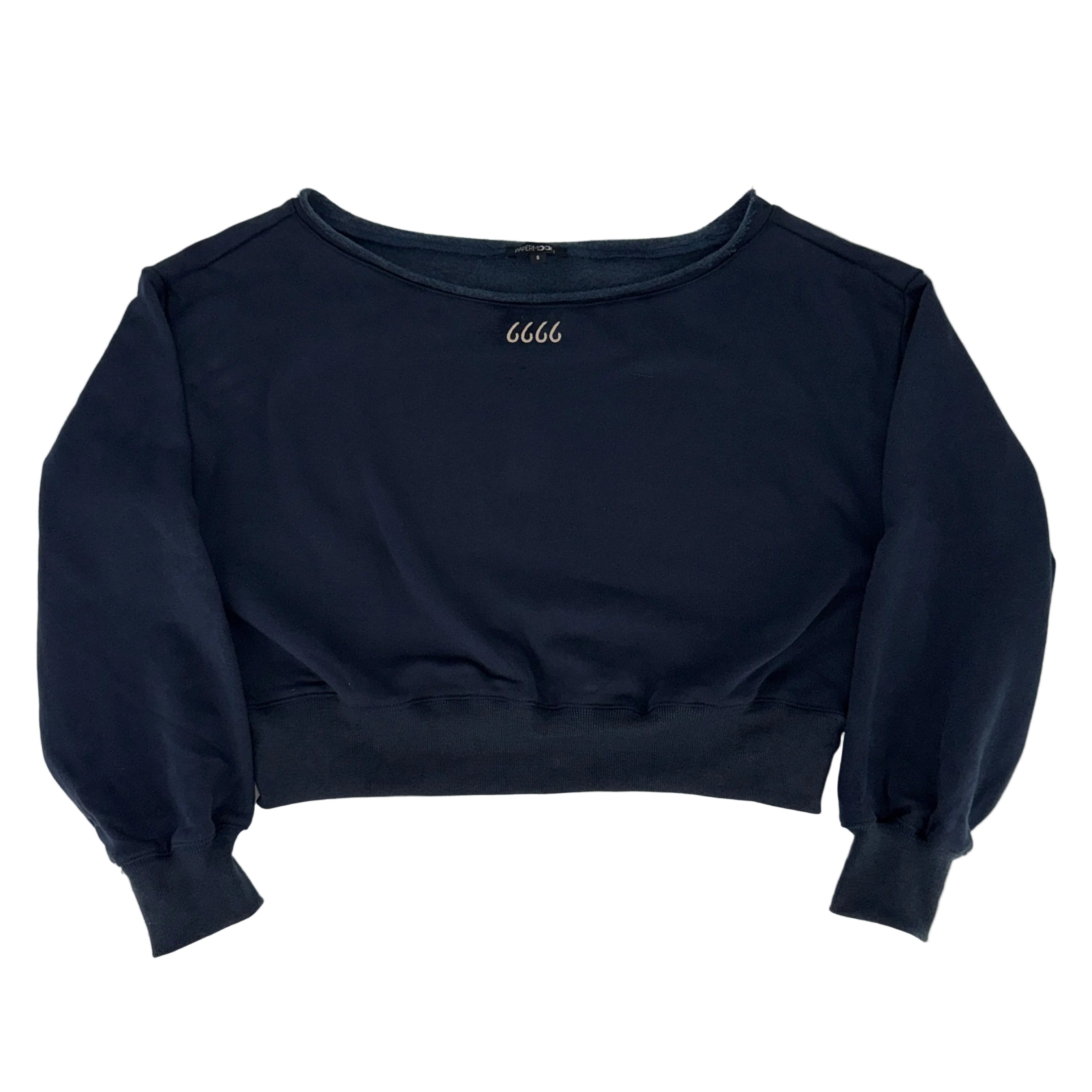 Off Shoulder Cropped Sweatshirt - Navy