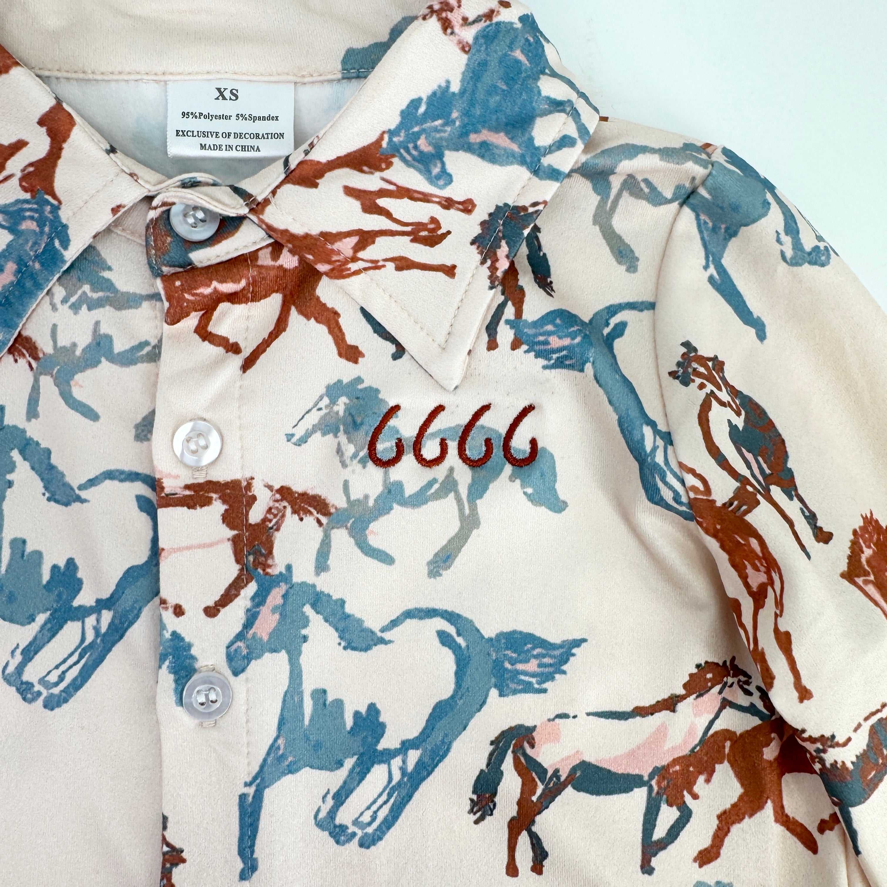 Children’s Horse Print Western Button-Up Long-Sleeve