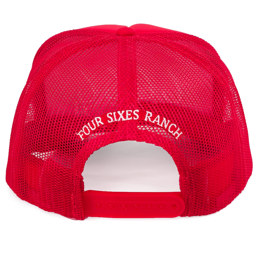 Red 5 Panel Trucker