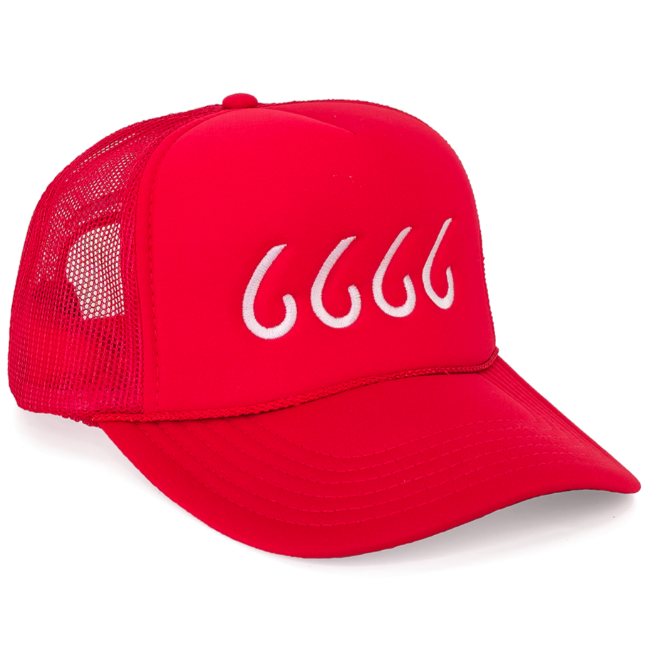 Red 5 Panel Trucker