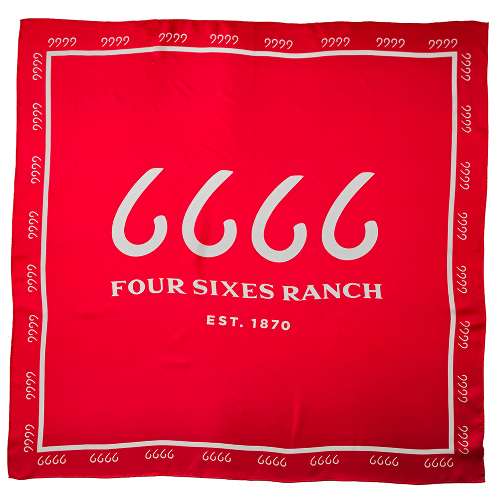 Four Sixes Red Silk Scarf 35x35