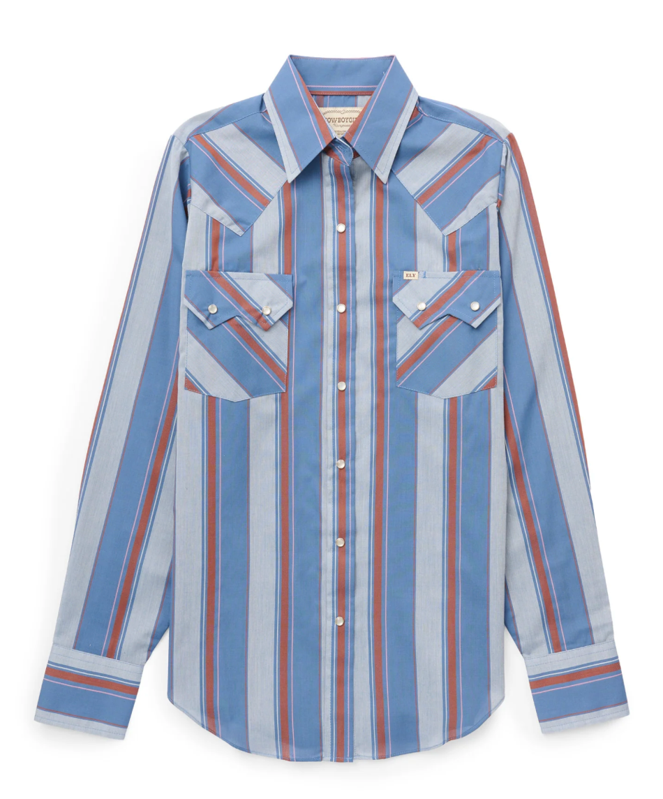 Women's Cowboygirl Cowboy Blue Bold Stripe Snap Shirt