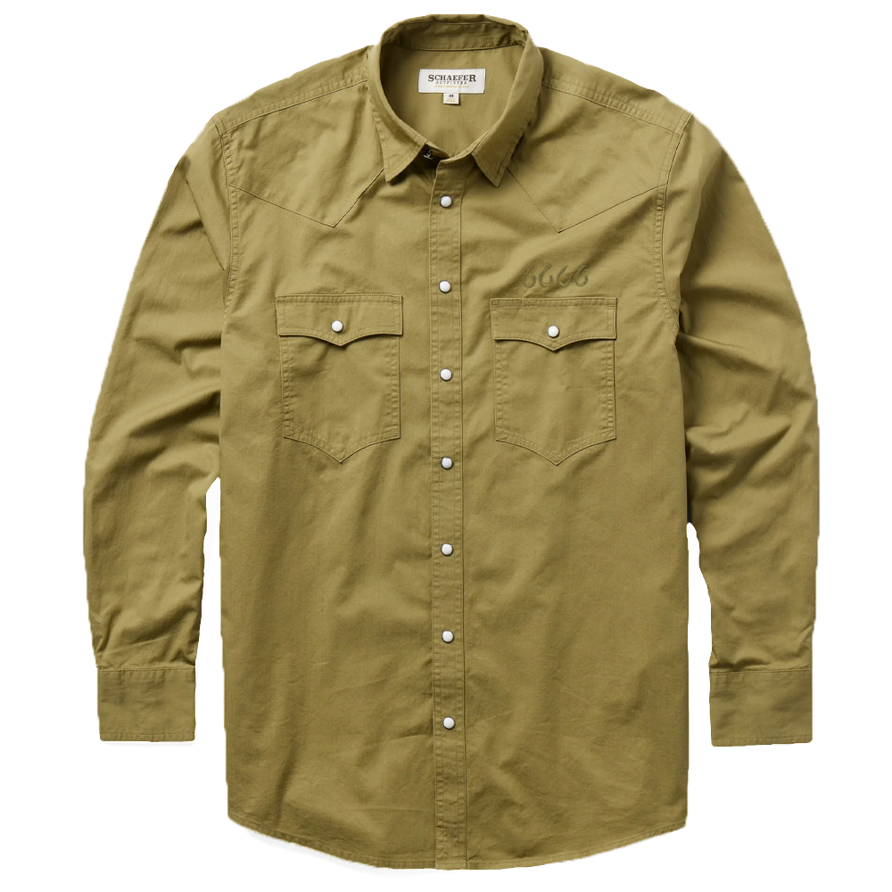 *SALE* Schaefer Slub Twill Shirt w/ Snaps- Olive