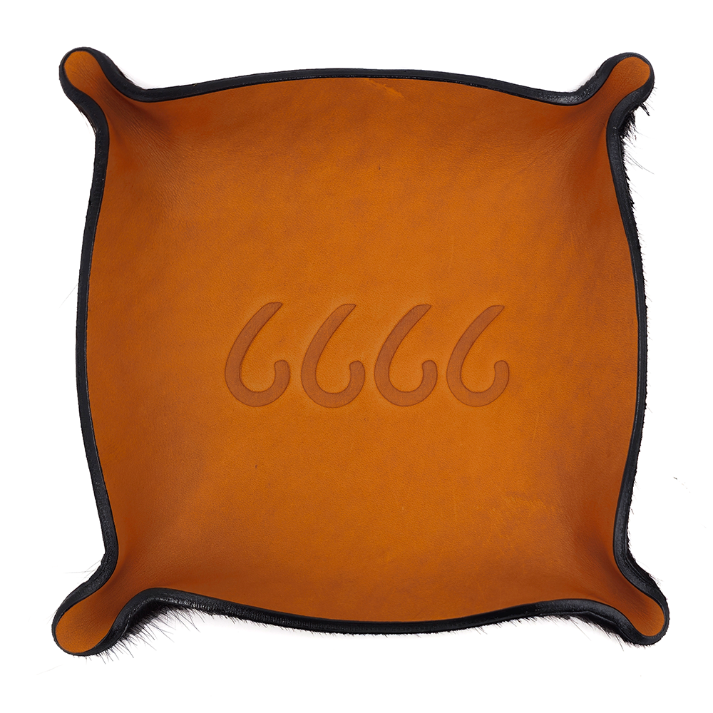 Small Leather Catch-All With Cowhide Bottom