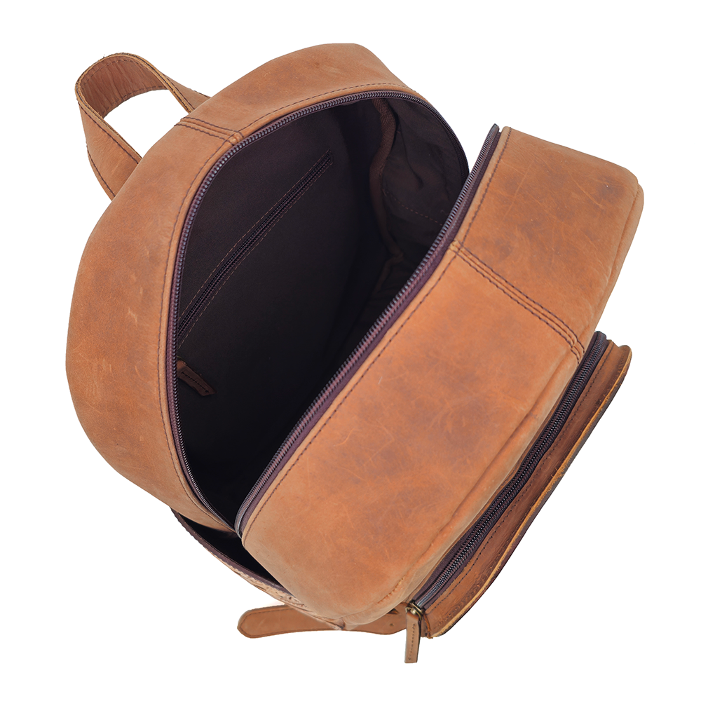 Tooled Leather Backpack Inside