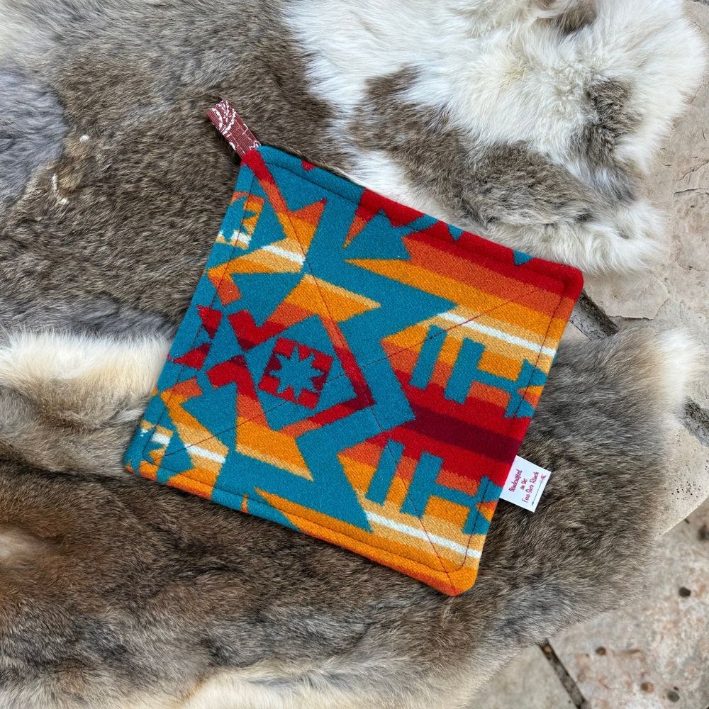 Turquoise and Red #2 Hot Pad