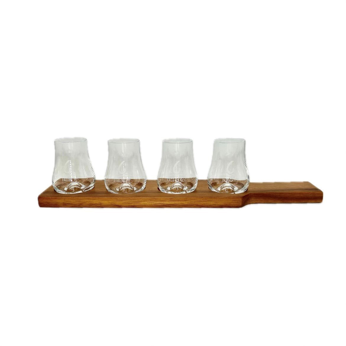Four Sixes Whiskey Flight Board with 4 Glasses