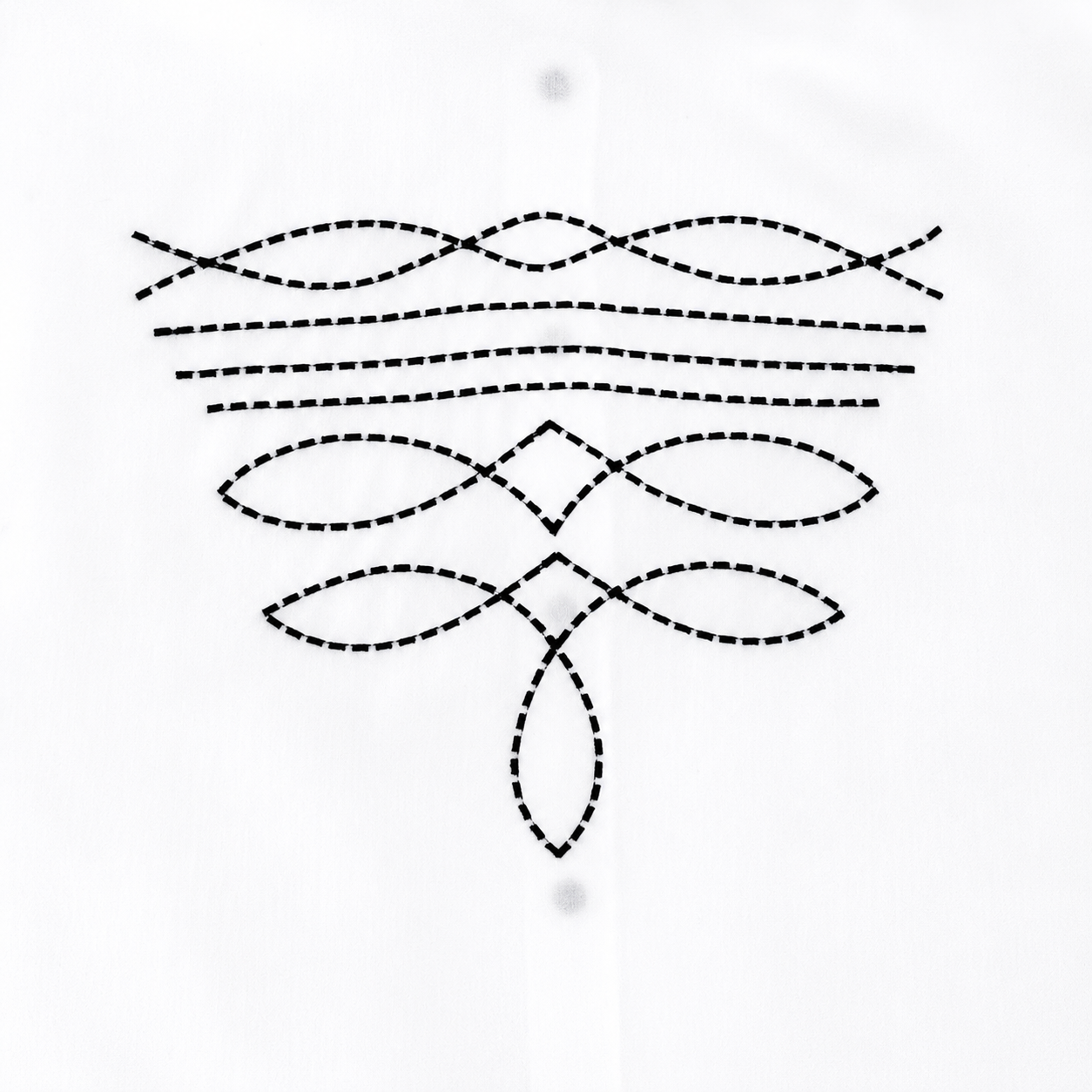 Boot Stich Embroidered White Top w/ Turquoise Snaps