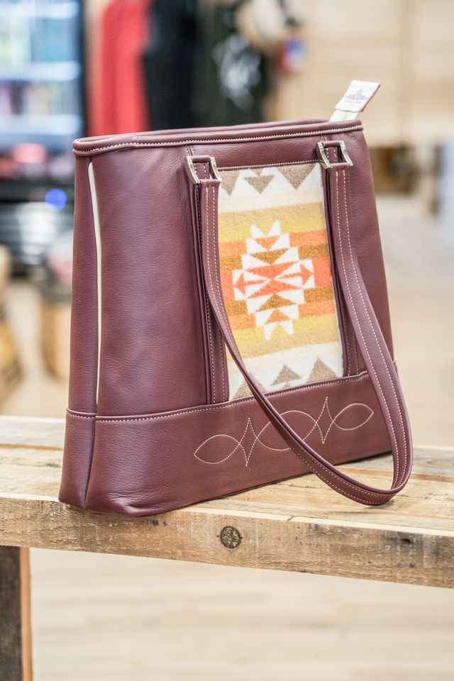 Quanah Style tote in Burgundy and Cream