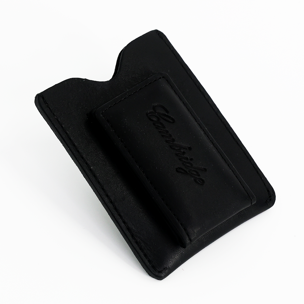 Four Sixes Leather Money Clip Wallet- Black