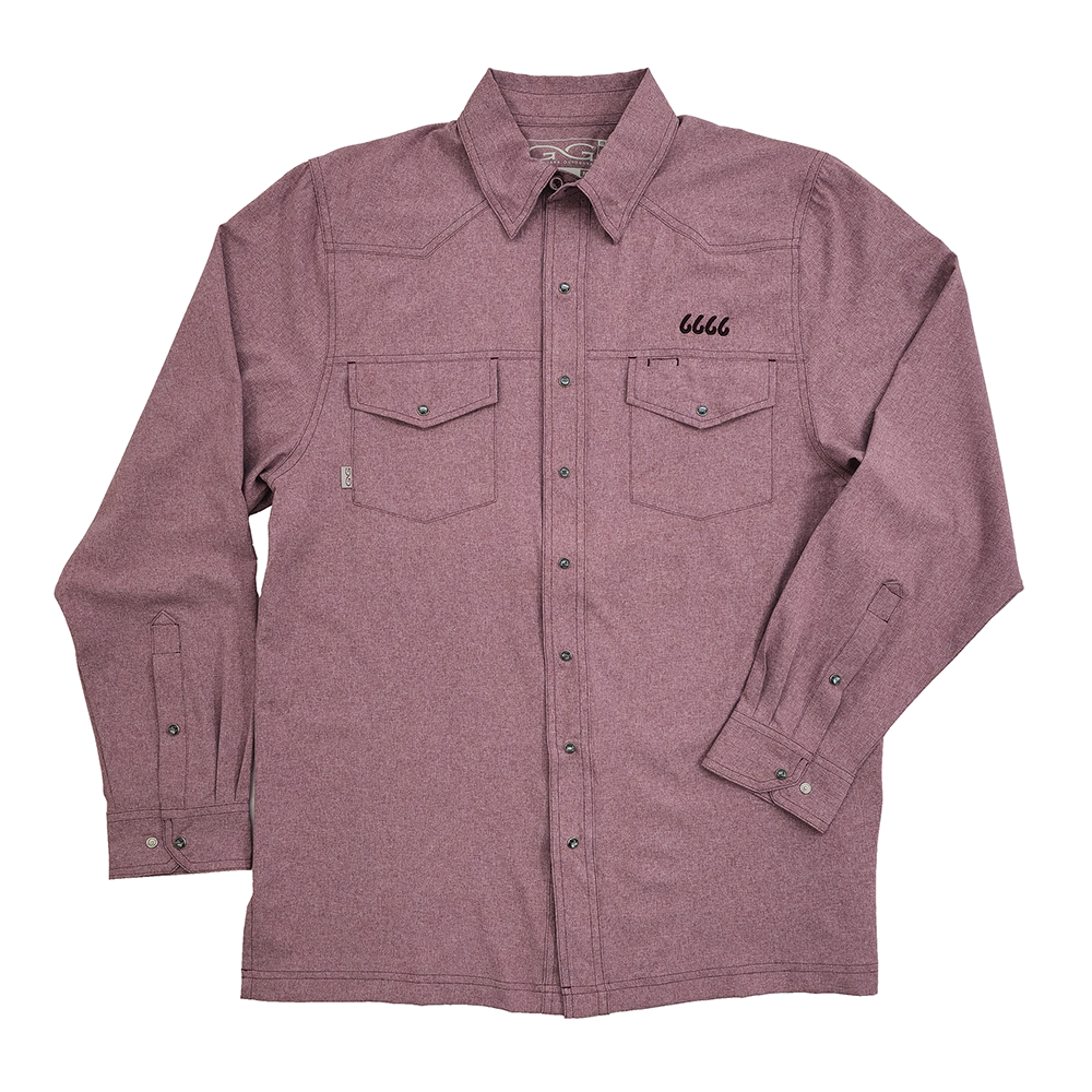 Maroon Pearl Snap Shirt  Long Sleeve - GameGuard