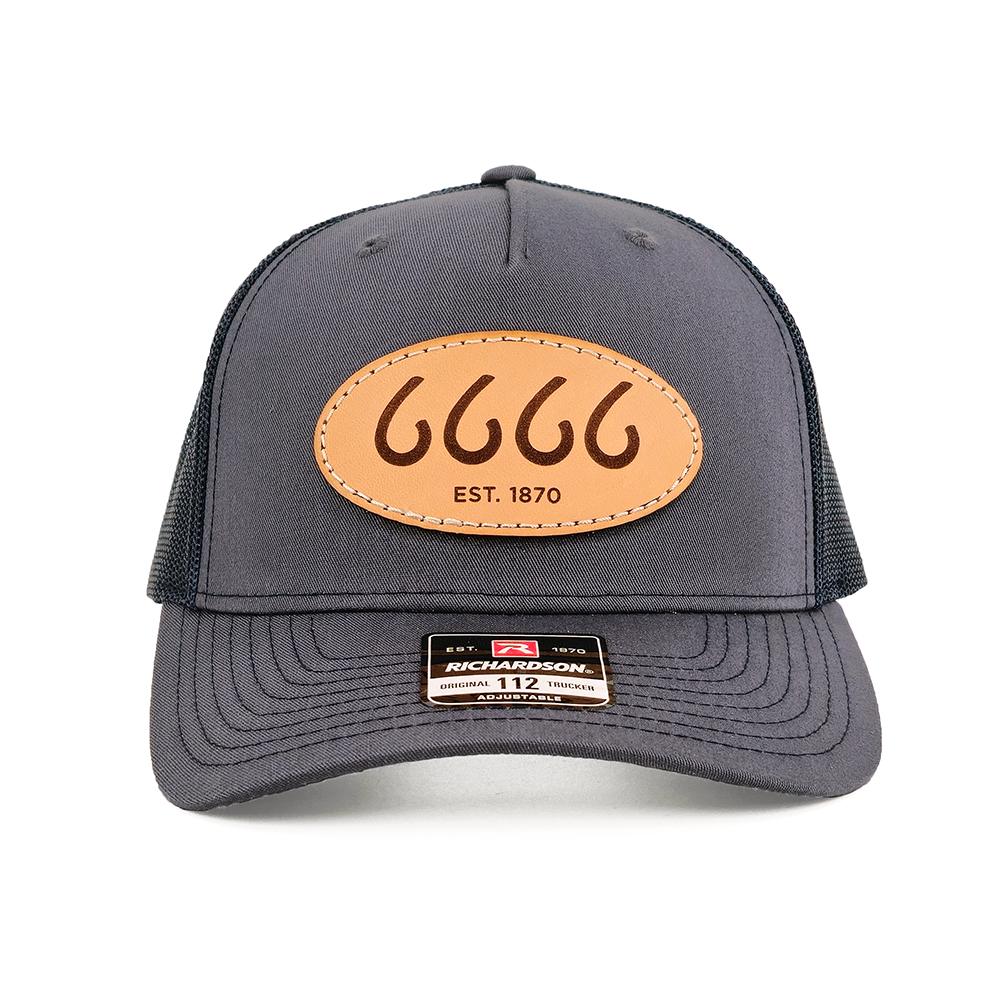 Trucker Leather Patch Hat | Heather Gray and Navy