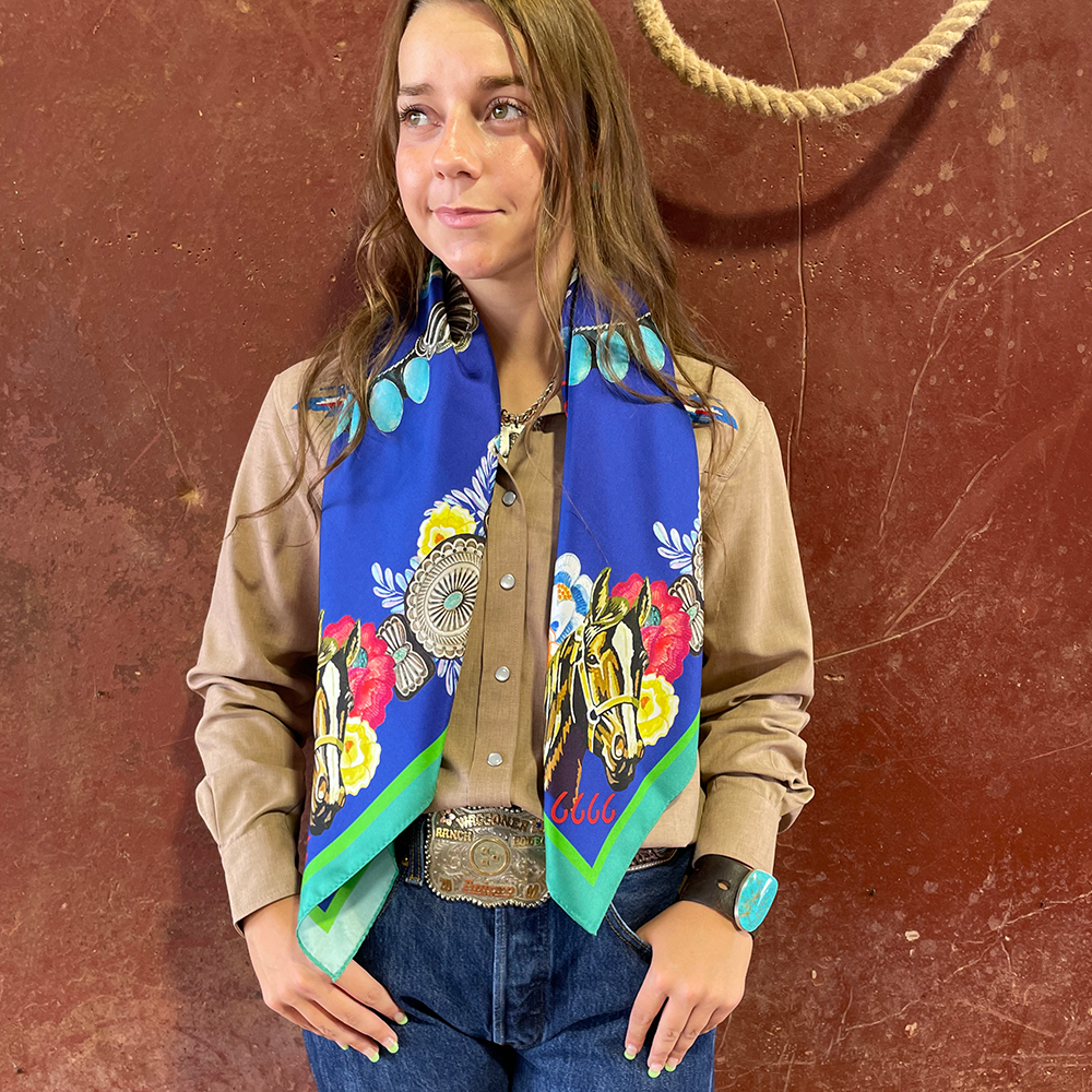 The Kit Scarf 35x35 Shown how it looks being worn