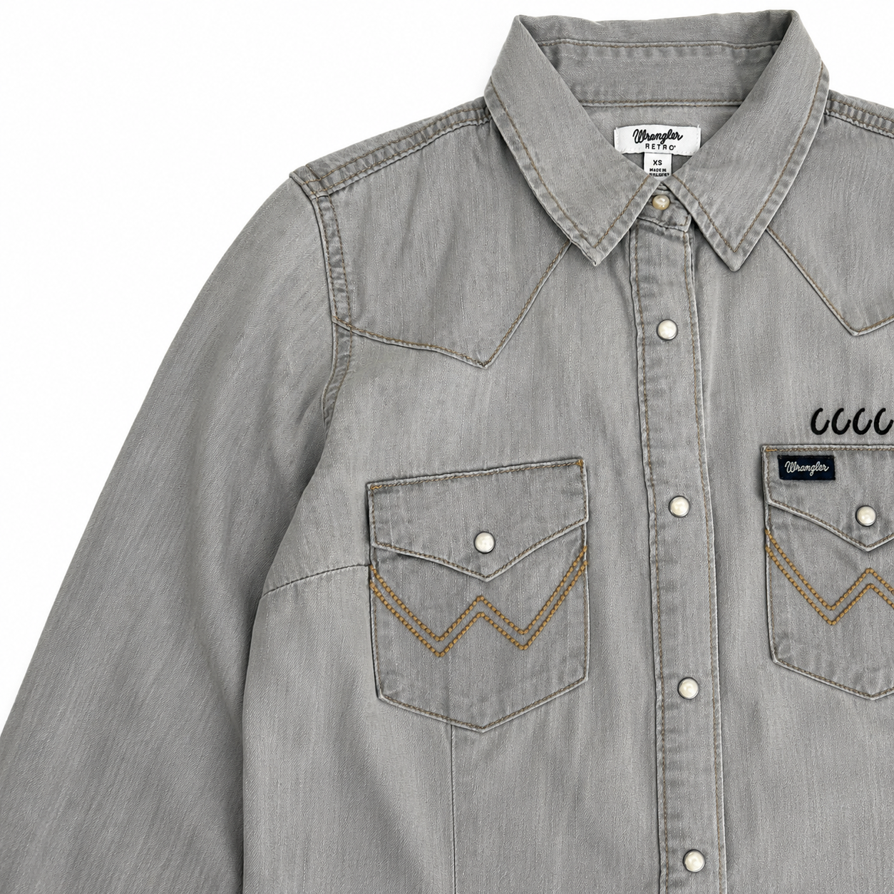 Wrangler Women's Western Snap Work Shirt- Grey Denim