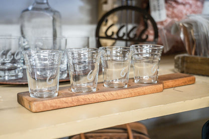 Four Sixes Beer Flight Board with 4 Glasses