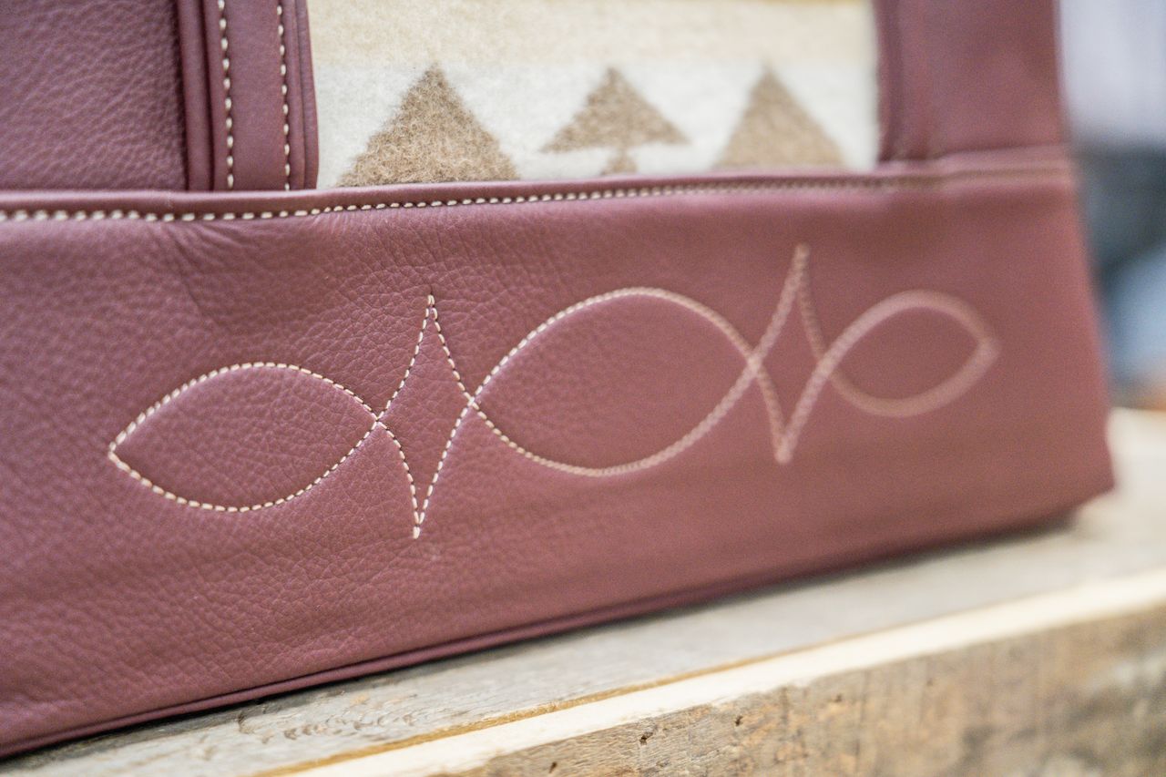 Quanah Style tote in Burgundy and Cream