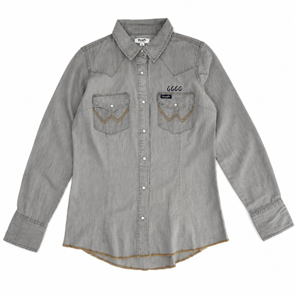 Wrangler Women's Western Snap Work Shirt- Grey Denim