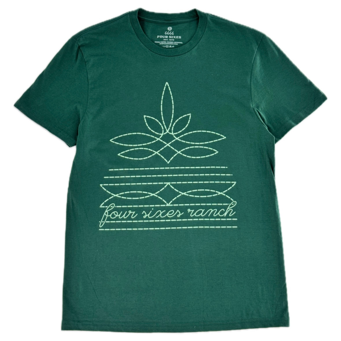 Four Sixes Boot Stitch T-Shirt- Evergreen