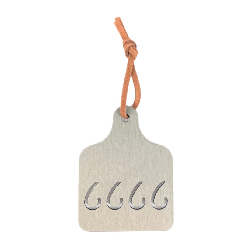 Four Sixes JDH Metal Ear Tag Ornament