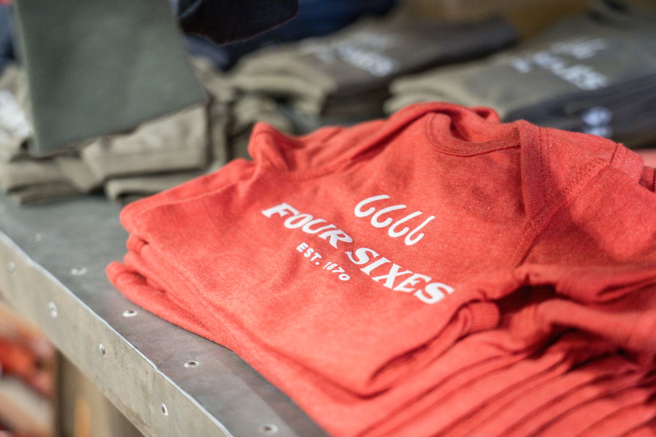 Four Sixes Onesie Heather Red